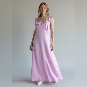 Scoop Y2K Style Pale Pink Satin Finish Slip Dress Size Medium